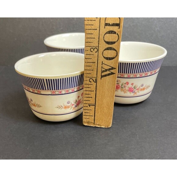 Set of 3 Tar-Hong Thunder Group Melamine Ware Tea Cups No. 9152 Floral Stripe - Picture 7 of 7